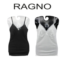Top reggiseno con spalline , cotone, Bianco - Nero, Filo di Scozia 72831 Ragno