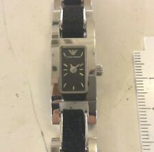 ARMANI AR 5566 orologio nuovo donna bracciale acciaio pelle nera mm 13 x 30