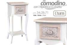 COMODINO SHABBY CHIC 1 CASSETTO RIPIANO PORTA TELEFONO INGRESSO SALOTTO 71*34*28