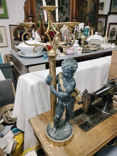 Candelabro legno con - in, angelo