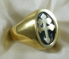 ANELLO CROCE LORENA ARGENTO 925 LORRAINE CROSS RING SILVER  GOLD PLATED CURVED