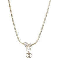 CHANEL Pearl Drop CC Gold Necklace 39765 147584321