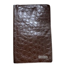 Moschino – Portafoglio Vintage Unisex In Pelle Marrone Stampa Coccodrillo