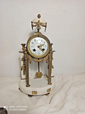 Pendule portique marbre blanc et bronze dore fonctionne sonne