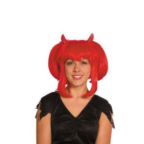 Diavolo rosso parrucca - diavolo, con