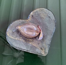 PIATTINO CIOTOLA CUORE FRUTTO prugna FIRMATI LA MURRINA vetro soffiato MURANO