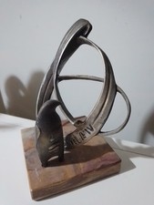 Scultura Aquila IV Cm 14 Base Marmo Metallo Bronzo