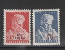 1953 TRIESTE B STT - VUJNA  FISICO NICOLA TESLA  2 VAL MNH MF50241