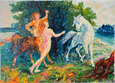 Aligi SASSU "Ippodamia e il Centauro" , 1985 serigrafia originale  firmata