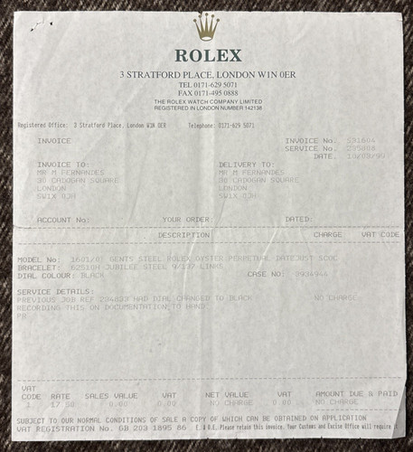 Rolex service certificate - rolex,