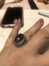 925 Silver Large Amethyst Ring