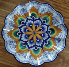 CERAMICA DI FAENZA - ALZATA DECORO PAVONA (CM 24 X 11) - ANNI '90 - SILVAGNI  