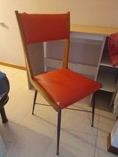 Bellissime sedie vintage, anni 50 circa, legno, metallo e simil pelle