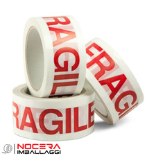 12 ROTOLI DI NASTRO ADESIVO SILENZIOSO FRAGILE 50X66, SCOTCH IMBALLAGGIO PACCHI