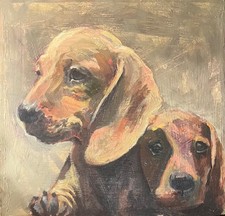 Cuccioli di bassotto, acrilico