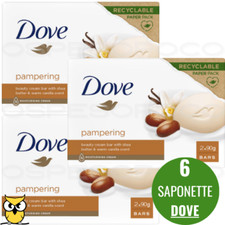 DOVE 6 SAPONETTE DA 90GR BURRO DI KARITE' SAPONE SOLIDO ¼ DI CREMA IDRATANTE