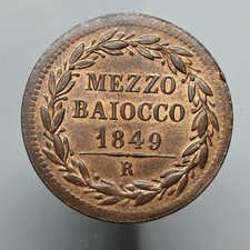 Mezzo Baiocco 1849 Roma Anno
