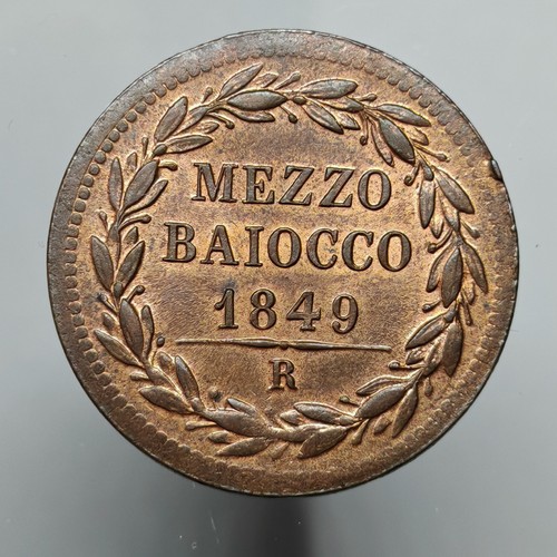 Mezzo baiocco 1849 roma anno - baiocco,