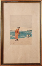 ANTONIO CANELLA (1849 - 1922) Antico Quadro Disegno DIPINTO ACQUERELLO e Cornice