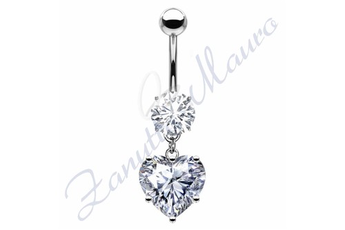 Piercing ombelico cuore bianco