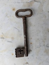 Antica Chiave da Portone in Ferro Battuto e Forgiato Piemonte XVII Sec 14 cm