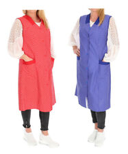 Camice donna grembiule abito casa senza maniche cotone rosso o blu punti bianchi