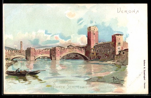 Litografia verona ponte - litografia,
