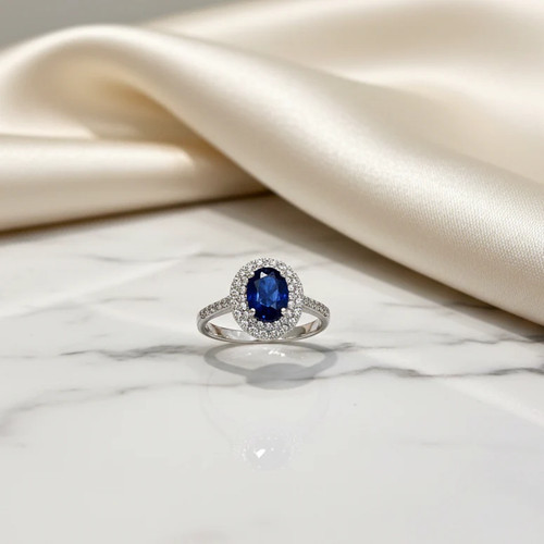 Anello con pietra blu - , e