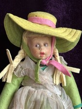 Bambola vintage italiana 9” Lenci Mascotte in feltro di stoffa con etichette
