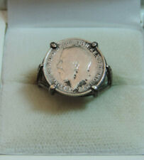 1917 King George 3 Tre Penny Ottimi Inglese Moneta Misura 7 Argento Ring Cn 26.8