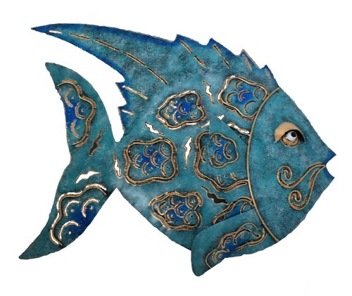 Grande pesce turchese metallo - pesce,