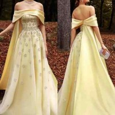 Squisito abito da ballo spalle scoperte perline paillettes raso abiti da festa 