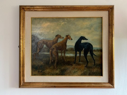 Quadro levrieri 50x60 olio - levrieri,