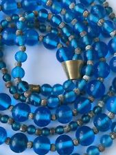 Glas Perlen Kette, Murano Italien venetian glass bead neclace blue, Italy