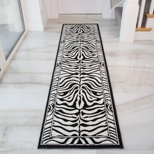 Tappeto Runner Lungo Stretto Trendy Stampa Zebra Monocromatico Nero Bianco Corridoio