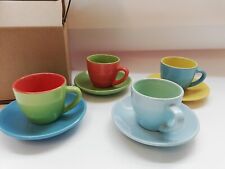 4 TAZZINE Da caffè Colorate Con Piattino COFFEE CUPS ESPRESSO 