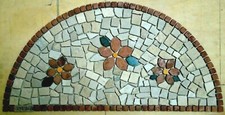 Medaglione Medaglione Rosone Mosaico Marmo MEZZALUNA Fiore 60X30cm Piastrelle