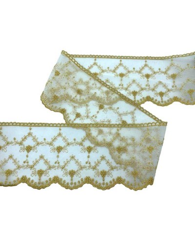 Passamaneria tulle panna pizzo - passamaneria,