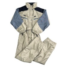 Tuta da sci Brugi vintage pezzo unico neve anni 90 retrò color block beige donna media