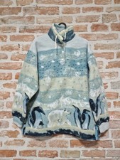 Felpa in Pile Young Wave By Gigi, Vintage Anni 90, Blu Celeste E Beige, Taglia M