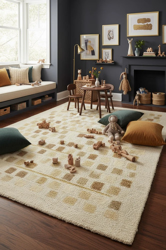 Tappeto beige fatto - , a