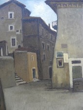 Felice VELLAN (Torino 1889-1976) Case di Scanno (Abruzzo) OLIO cm 60x50
