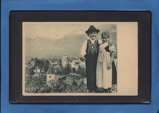 MERANO (BZ) PANORAMA MERANO CON BAMBINI IN COSTUME TIROLESE  MERAN  D307