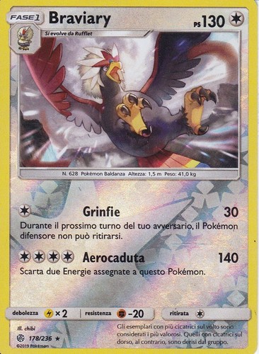 Carta pokemon braviary - pokemon,