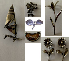 STOCK n. 7 Microfusione Argento 100% Veliero Fiori Foglie Uva Targa BOMBONIERA