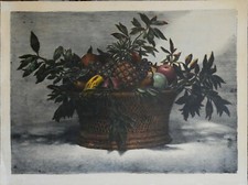 Nino Tirinnanzi litografia Fruttiera anni '70 77x57 firmata numerata