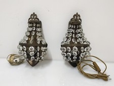 Coppia di applique stile Impero, anni '60 Ottone E Vetro  