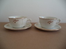 Ceramica F.A.C. terraglie forti 2 tazze da te colazione vintage decoro oro Italy