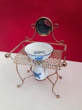 MINI SET LAVABO BROCCA CATINO SPECCHIO MINIATURE SET 3 PZ PORCELLANA OTTONE