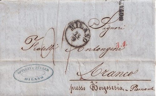 Italia 1857 prefilatelica - italia,